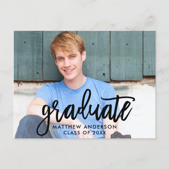 Brush Script Modern Graduation Announcement | Zazzle