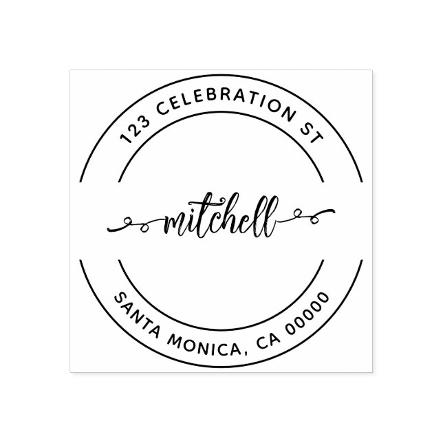 Brush Script Modern Return Address Rubber Stamp (Imprint)