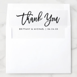 Brush Script Modern Wedding Thank You Envelope Liner
