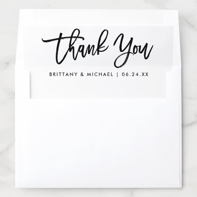 Brush Script Modern Wedding Thank You Envelope Liner (In Envelope)