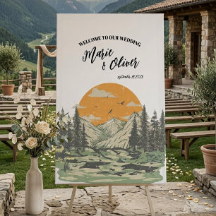 Brush Script Mountain theme Welcome Wedding Sign