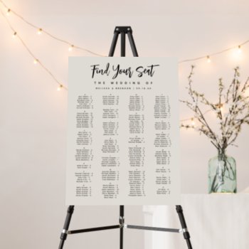 Brush Script Off-white Alphabetical Seating Chart Foam Board by GraphicBrat at Zazzle