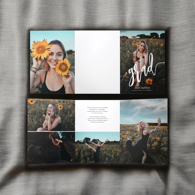 Brush Script Photo Graduation Tri-Fold Invitation (Creator Uploaded)