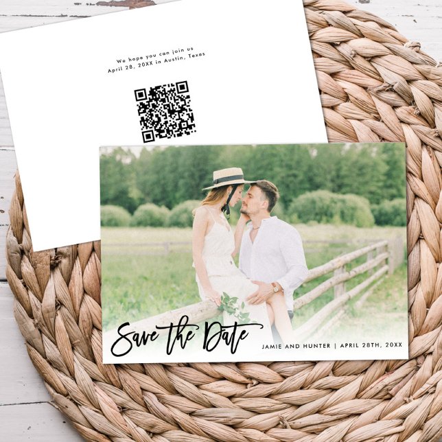 Brush Script Photo Minimalist Horizontal  Save The Date (Creator Uploaded)