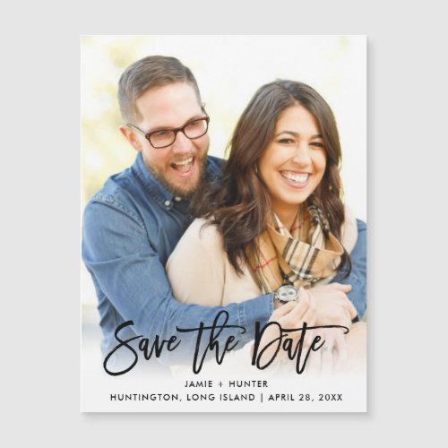 Brush Script Photo Save the Date Magnet Light