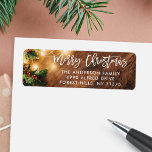 Brush Script Rustic Wood Christmas String Lights Label<br><div class="desc">Brush Script Rustic Wood Christmas String Lights Return Address Label. 
(1) For further customization,  please click the "customize further" link and use our design tool to modify this template. 
(2) If you need help or matching items,  please contact me.</div>