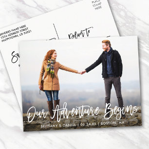Brush Script Save The Date Adventure Photo Postcard
