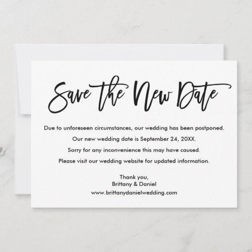 Brush Script Save The New Date Wedding Card