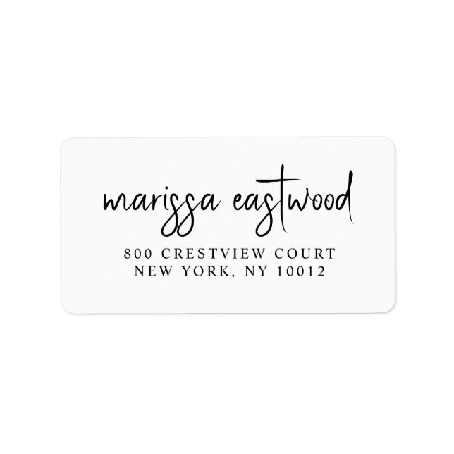 Brush Script Signature Name Return Address Label (Front)