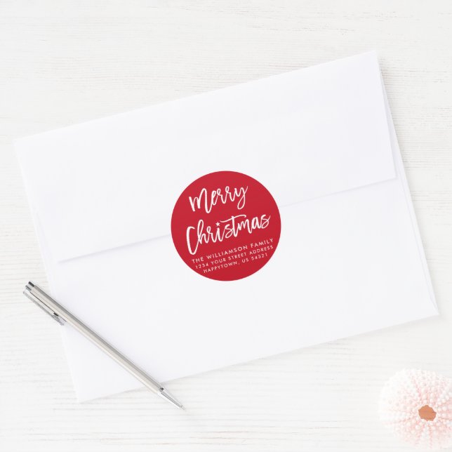 Brush Script Star Merry Christmas Envelope Seal (Envelope)
