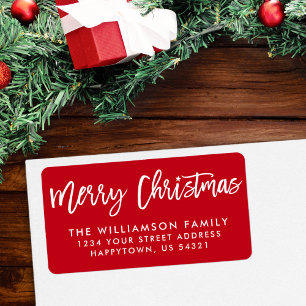 Brush Script Star Merry Christmas Family Label