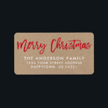 Brush Script Star Merry Christmas Kraft Label<br><div class="desc">Modern Brush Script Merry Christmas Kraft Family Return Address Label</div>