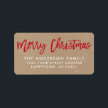 Brush Script Star Merry Christmas Kraft Label<br><div class="desc">Modern Brush Script Merry Christmas Kraft Family Return Address Label</div>