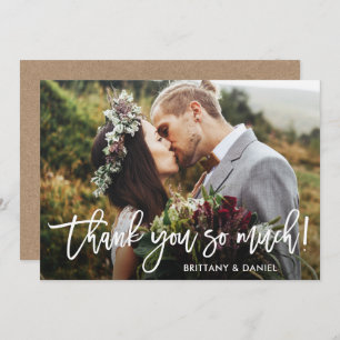 Brush Script Thank You So Much Wedding Kraft Card