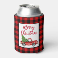 Brush Script Truck Red Plaid Christmas