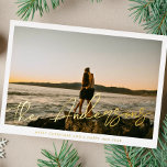 Brush Script Typography Family Name Photo Gold Foil Holiday Card<br><div class="desc">Real Foil Christmas Holiday Cards - Fully Editable and Customizable
*Please contact me for any design questions</div>