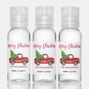 Brush Script Vintage Red Truck Christmas Tree Hand Sanitizer
