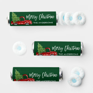 Brush Script Vintage Red Truck Tree Christmas Breath Savers® Mints