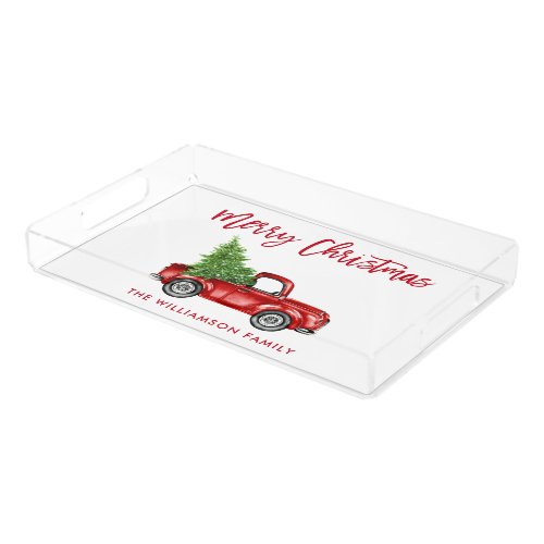 Brush Script Vintage Truck Christmas Cookie Tray R