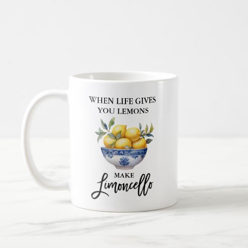 Brush Script Watercolor Lemons Limoncello  Coffee Mug