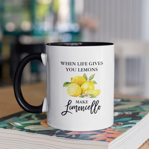 Brush Script Watercolor Lemons Limoncello Mug