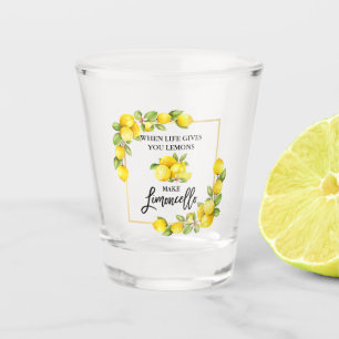 Brush Script Watercolor Lemons Limoncello Shot Glass