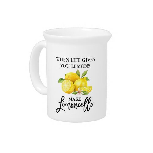 Brush Script Watercolor Lemons Limoncello Small Beverage Pitcher