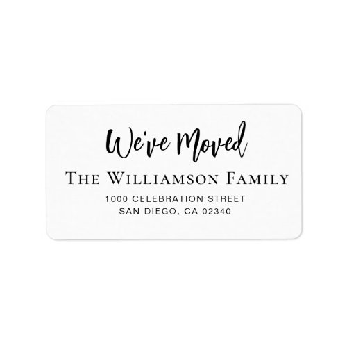 brush script we have moved new address label