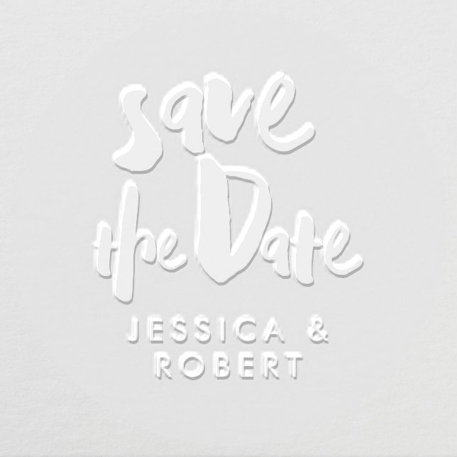 Brush Script Wedding Save the Date Names Embosser (Design)