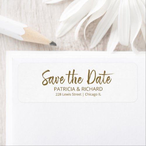 Brush Script Wedding Save The Date Return Address Label