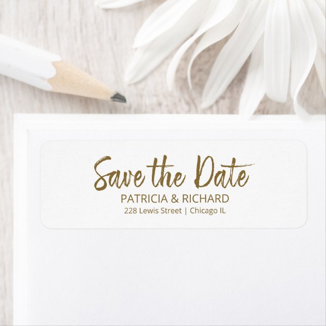 Brush Script Wedding Save The Date Return Address Label (Insitu)