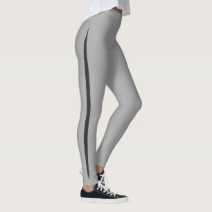 Brush Side Stripe Elegant Sporty Gray + Black Leggings