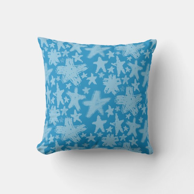 Brush Stars Pattern Throw Pillow (Front)