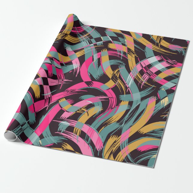 Brush stroke artistic seamless pattern wrapping paper (Unrolled)