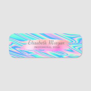 Brush Stroke,Colorful Ombre Holographic Name Tag