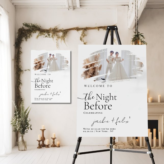 Brush Stroke Custom Photo Dinner Rehearsal Welcome Foam Board (Creator Uploaded)