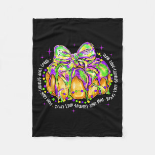 Brush Stroke King Cake Bow Funny Mardi Gras Beads  Fleece Blanket
