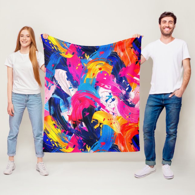 brush stroke pattern fleece blanket (In Situ)