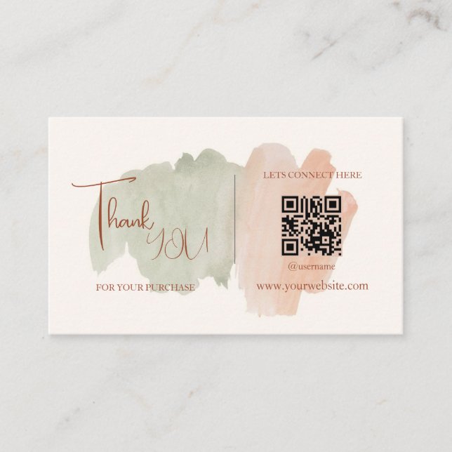 Brush Stroke QR Code Thank You Card Discount Code (Front)