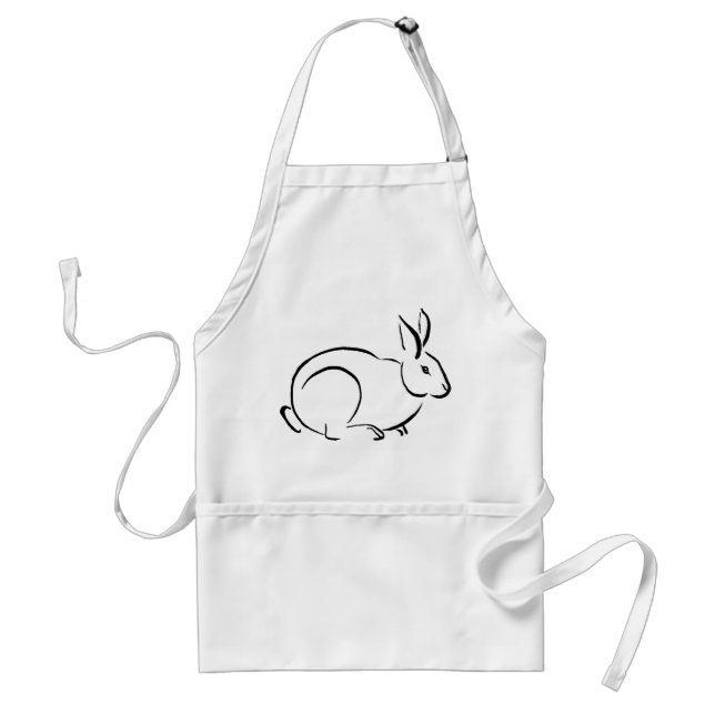 Brush stroke rabbit adult apron (Front)