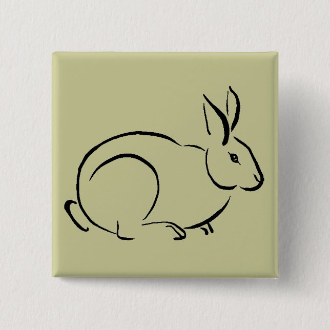 Brush stroke rabbit pinback button (Front)