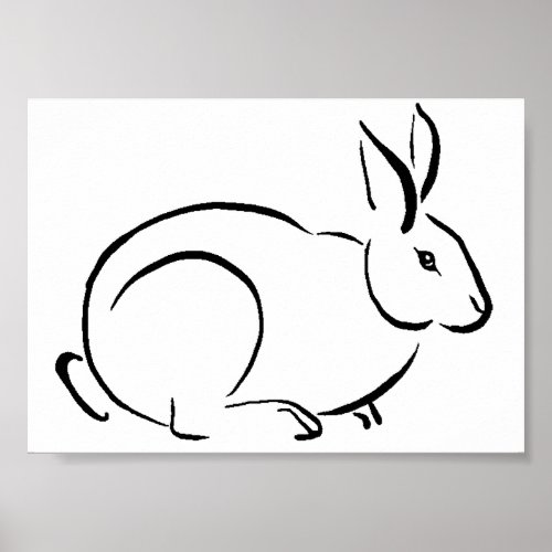 Brush stroke rabbit poster