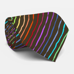 Brush Stroke Rainbow Striped Brown Two-sided Tie