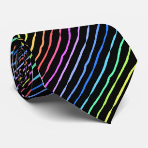 Brush Stroke Rainbow Striped Single Sided Neck Tie