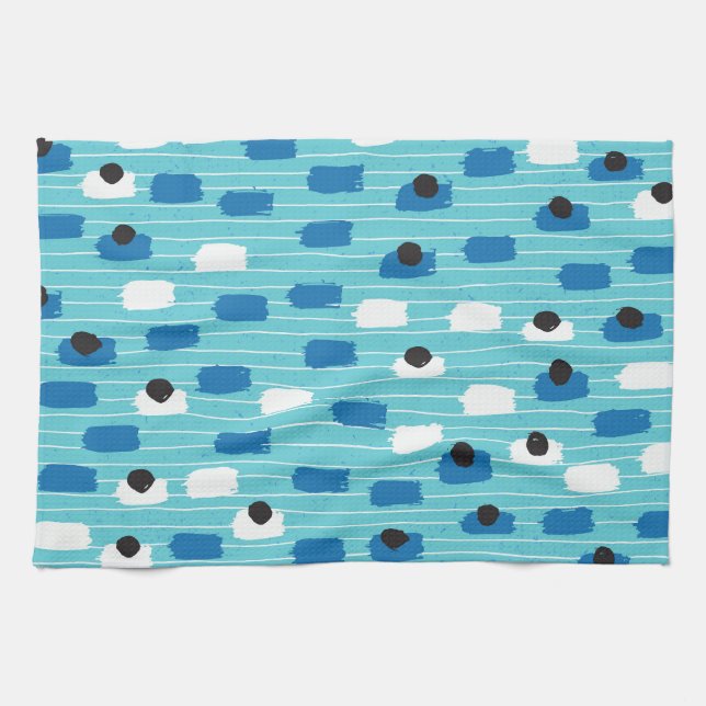 Brush stroke seamless pattern, hand-drawn. kitchen towel (Horizontal)