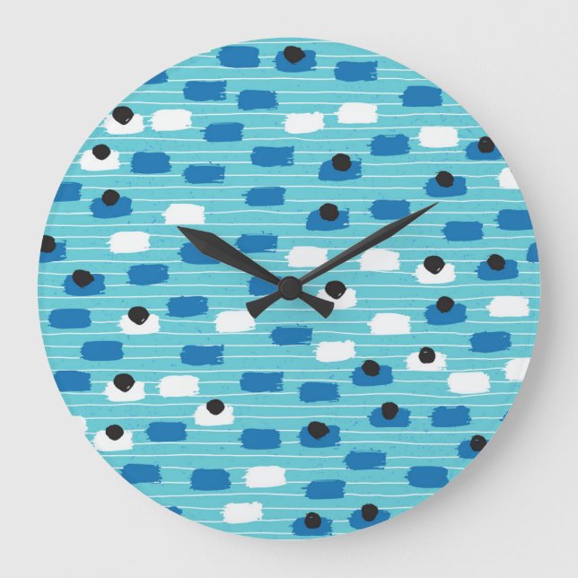 Brush stroke seamless pattern, hand-drawn. large clock (Front)