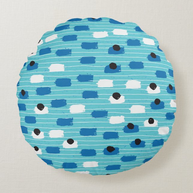 Brush stroke seamless pattern, hand-drawn. round pillow (Front)