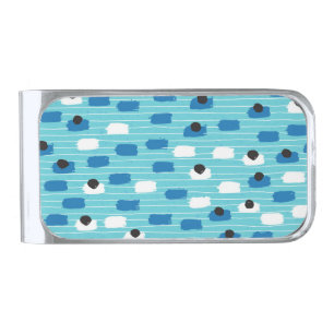Brush stroke seamless pattern, hand-drawn. silver finish money clip