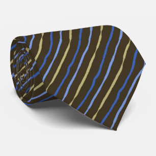 Brush Stroke Striped Brown & Peri Two-sided Neck Tie