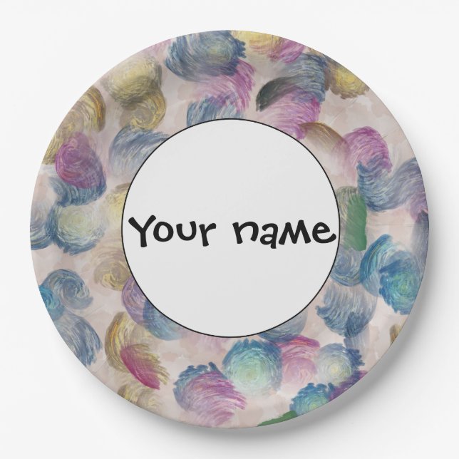 Brush strokes abstract design paper plates (Front)